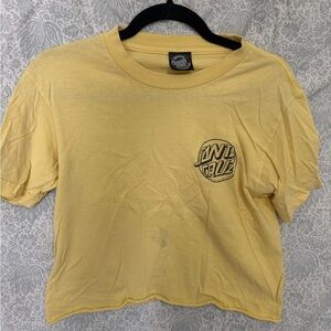 Santa Cruz Skateboards Yellow Graphic Cropped Tee